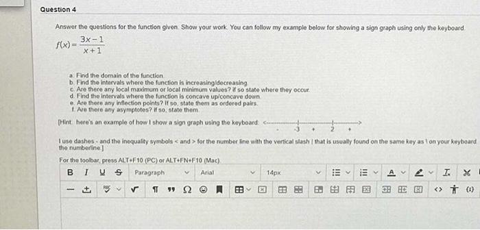 Solved Question 4 Answer the questions for the function | Chegg.com