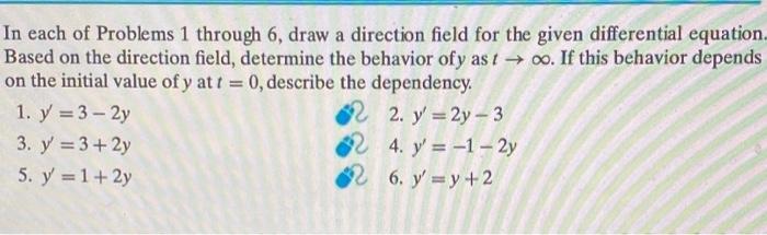 Solved In Each Of Problems 1 Through 6 Draw A Direction