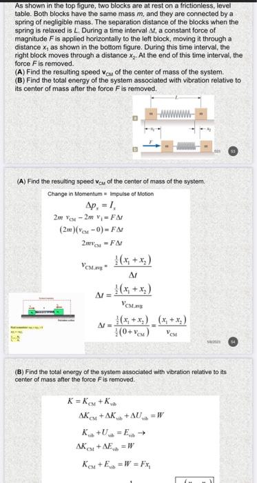 Solved As shown in the top figure, two blocks are at rest on | Chegg.com