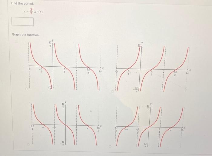 Solved find the period y 73tan x graph the function chegg