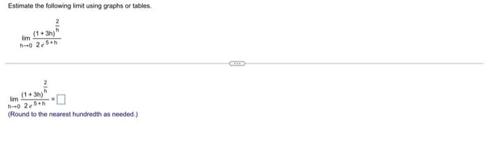 Solved Estimate the following limit using graphs or tables | Chegg.com