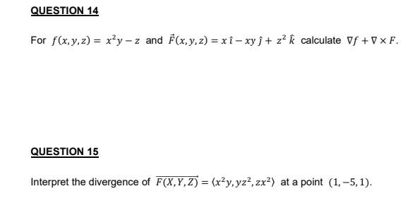 Solved For F X Y Z X2y−z And F X Y Z X −xy Z2k