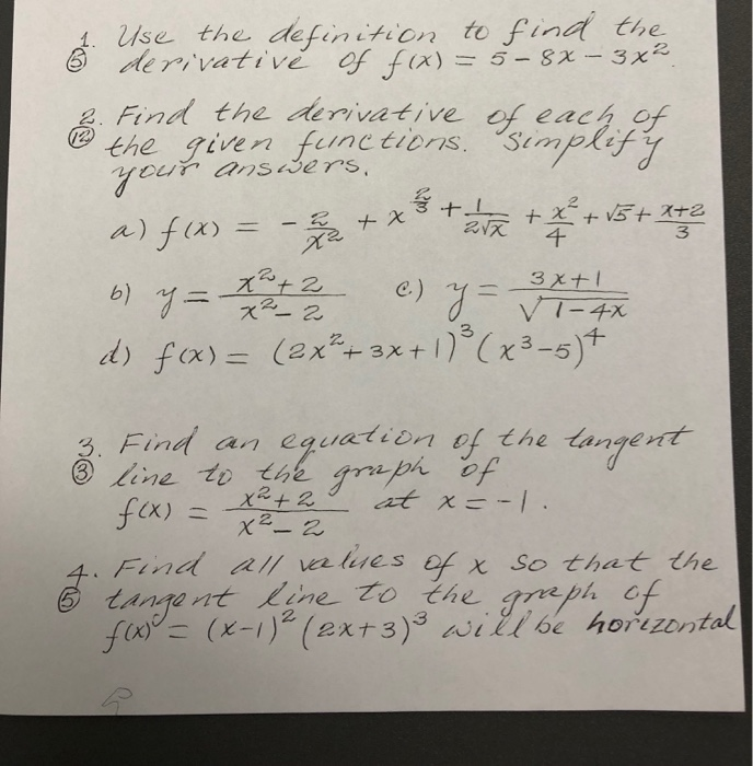 6. definition of derivative homework