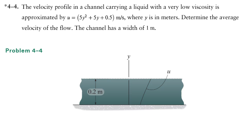 Solved *4-4. ﻿The velocity profile in ﻿a channel carrying a | Chegg.com