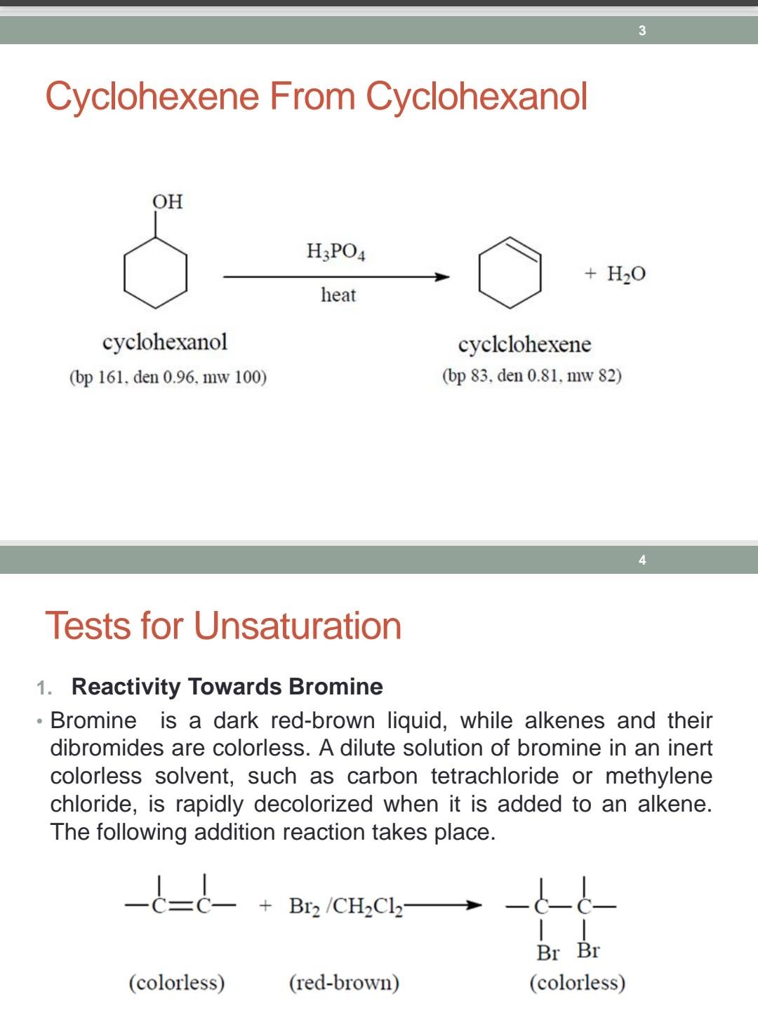 Solved III. Tests for Unsaturation a) Bromine test