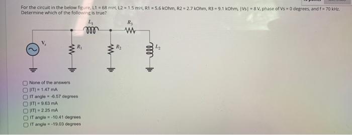 Solved For the circuit in the below figure, | Chegg.com