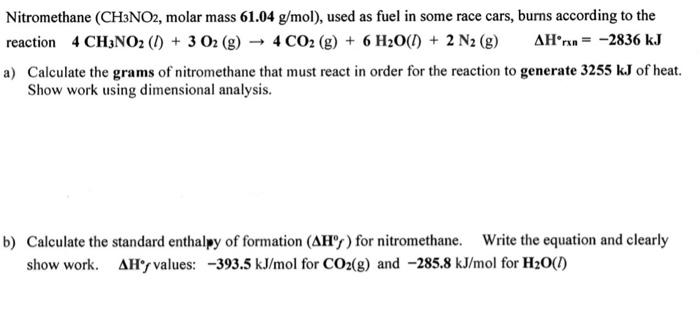 molar mass of nitromethane