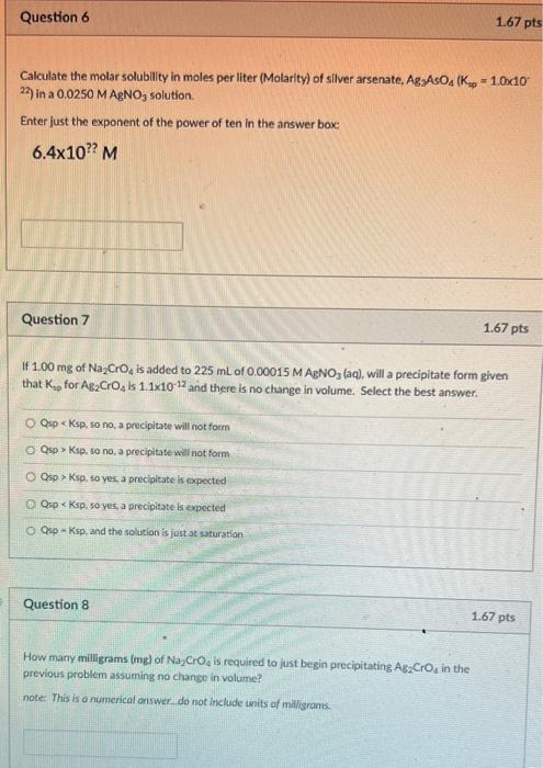 Solved Calculate The Molar Solubility In Moles Per Liter Chegg Com   Image