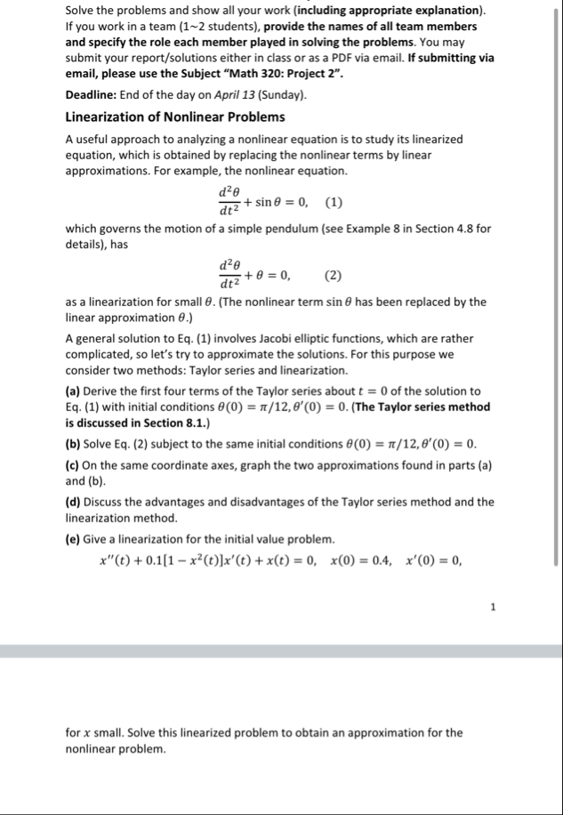 Solved Solve the problems and show all your work (including | Chegg.com
