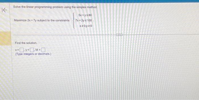 Solved Solve the linear programming problem using the | Chegg.com