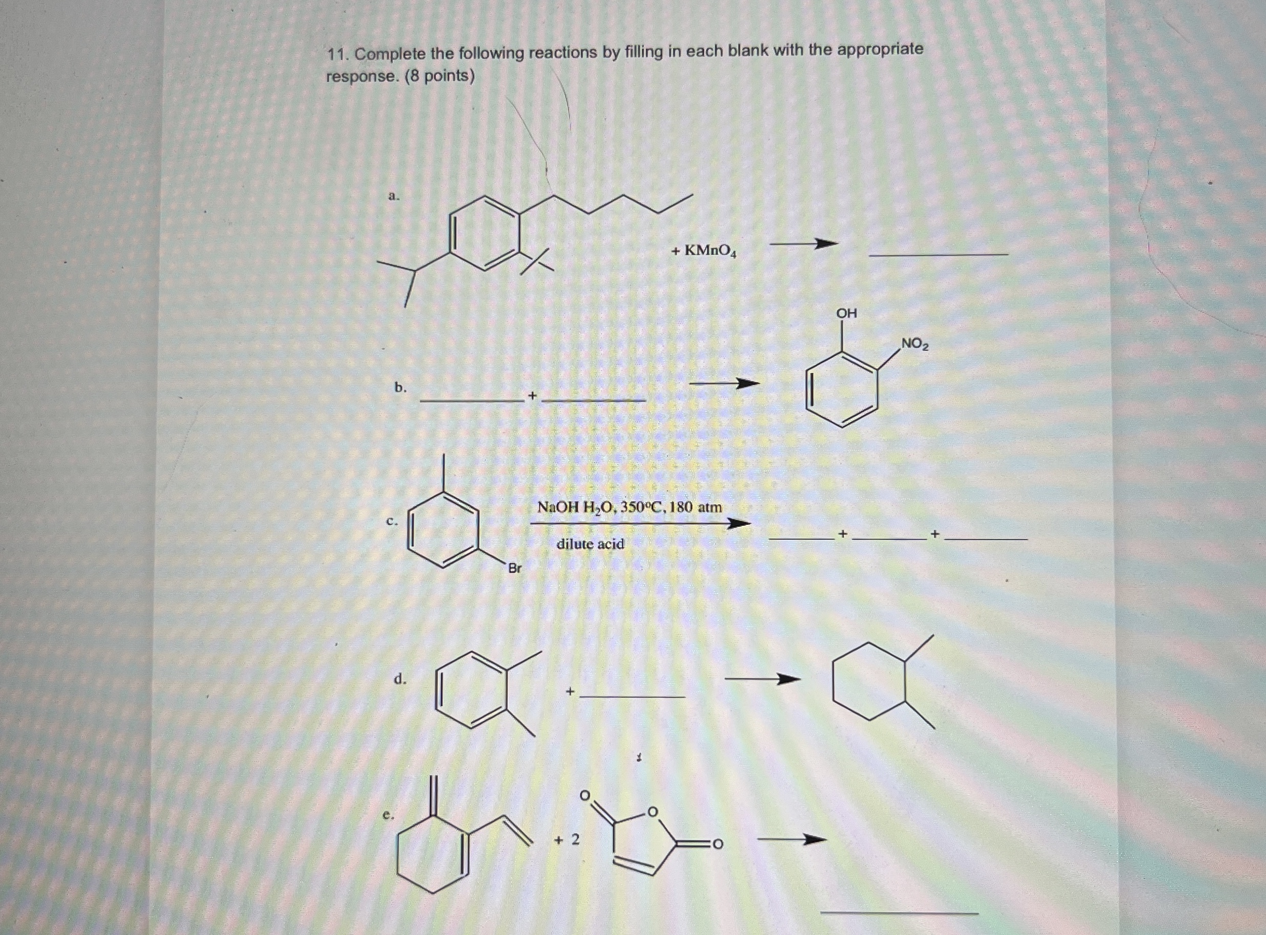 Solved Complete the following reactions by filling in each | Chegg.com