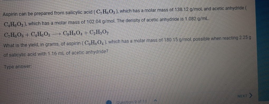 Solved Aspirin can be prepared from salicylic acid (CyH603), | Chegg.com