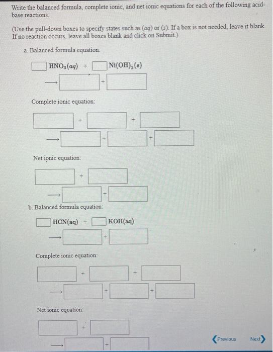 Solved Write the balanced formula, complete ionic, and net | Chegg.com