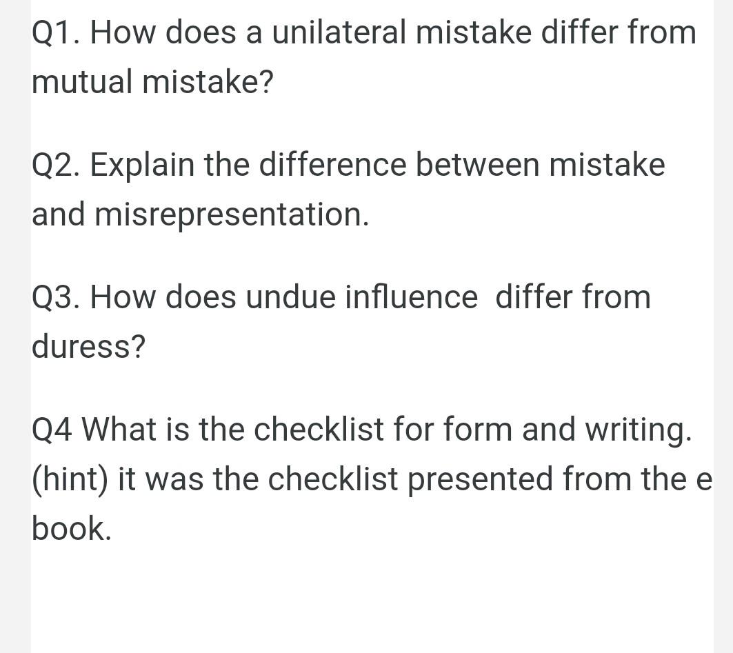 difference between undue influence and misrepresentation