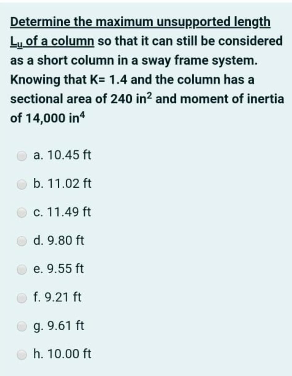 Solved Determine the maximum unsupported length Ly of a | Chegg.com
