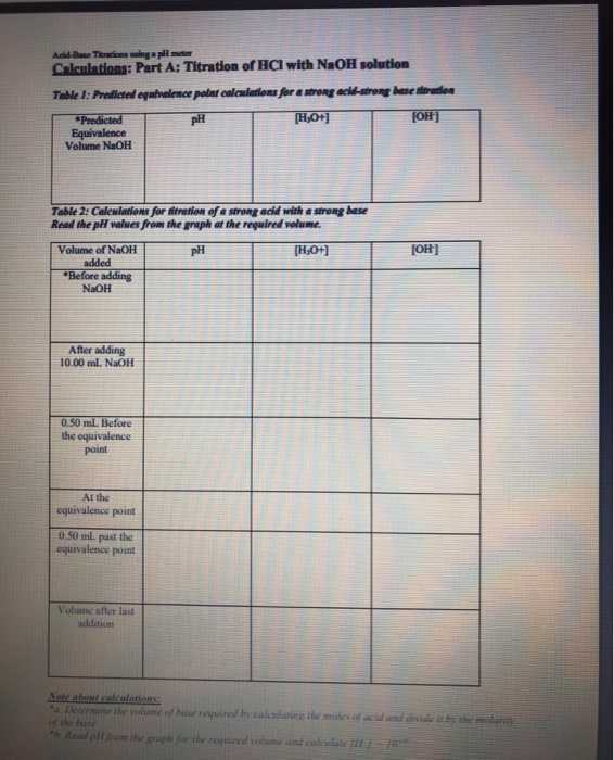 All Thing AcidBase Titration with a pH meter NAME
