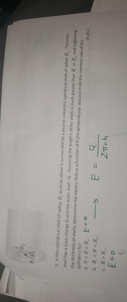 Solved RA 5. A thin cylindrical shell of radius R as show | Chegg.com