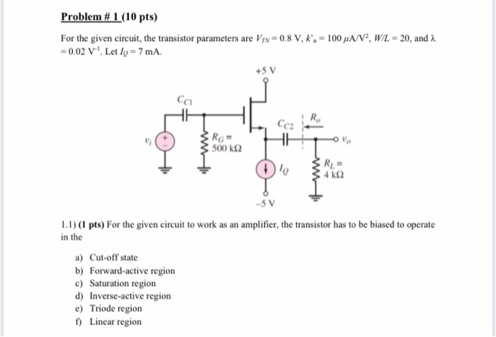 Solved Problem 1 10 Pts For The Given Circuit The Tr Chegg Com