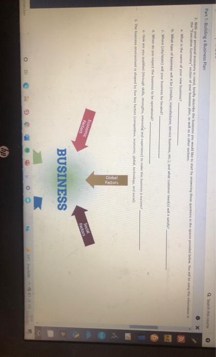 part 1 building a business plan quizlet