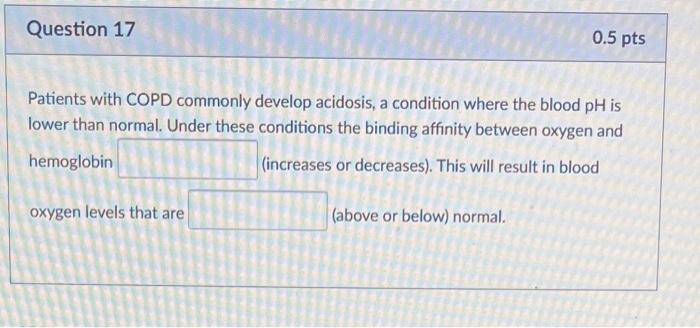 Solved Question 17 0.5 pts Patients with COPD commonly | Chegg.com