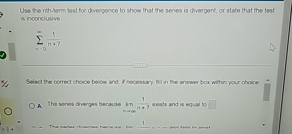 Solved Use the nth-term test for divergence to show that the | Chegg.com