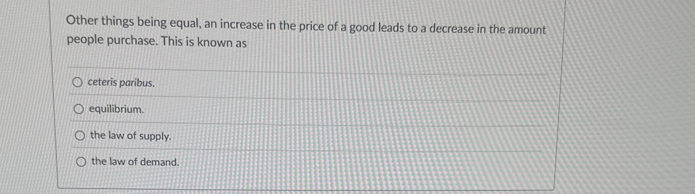 Other things being equal, an increase in the price of | Chegg.com