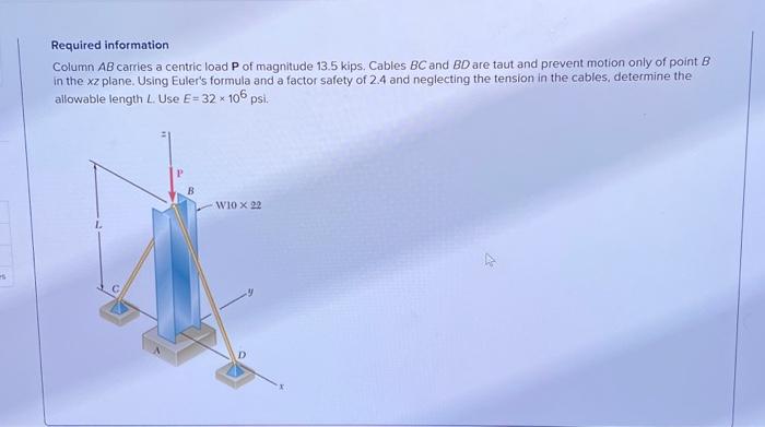 Solved Required Information Column AB Carries A Centric Load | Chegg.com