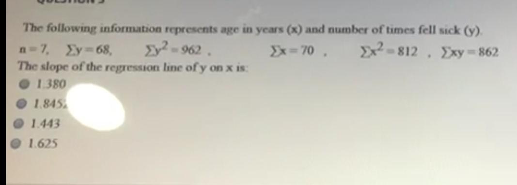 Solved The following information represents age in years (x) | Chegg.com