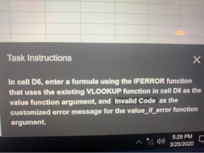 Solved Task Instructions H In Cell D6 Enter A Formula Using Chegg Com