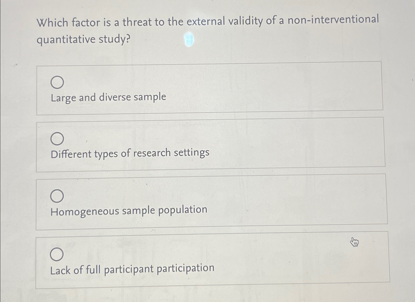 solved-which-factor-is-a-threat-to-the-external-validity-of-chegg