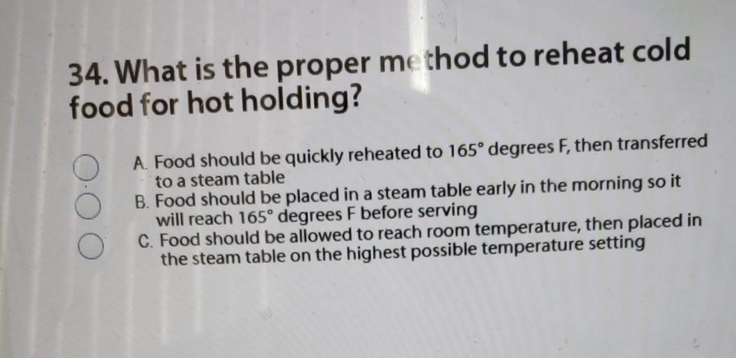 Hot Holding Food Temperature