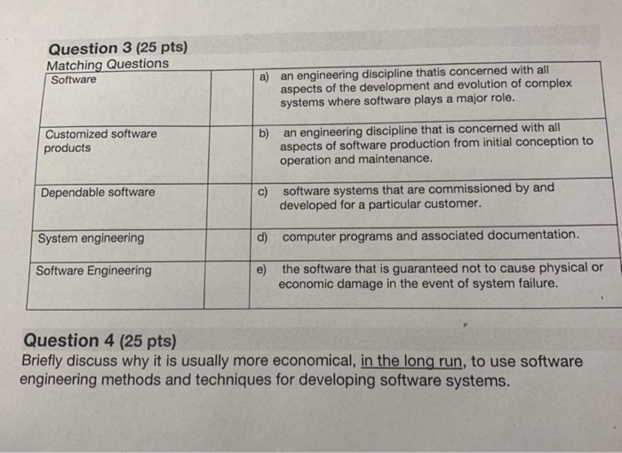 Application Software Matching Question Solved Question 3 (25 pts) Matching Questions Software an | Chegg.com