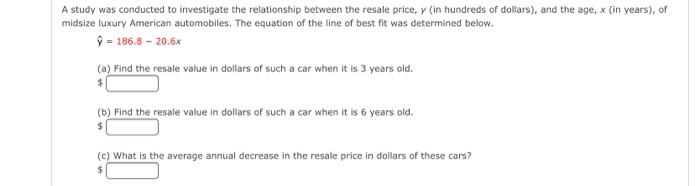 Solved A study was conducted to investigate the relationship | Chegg.com