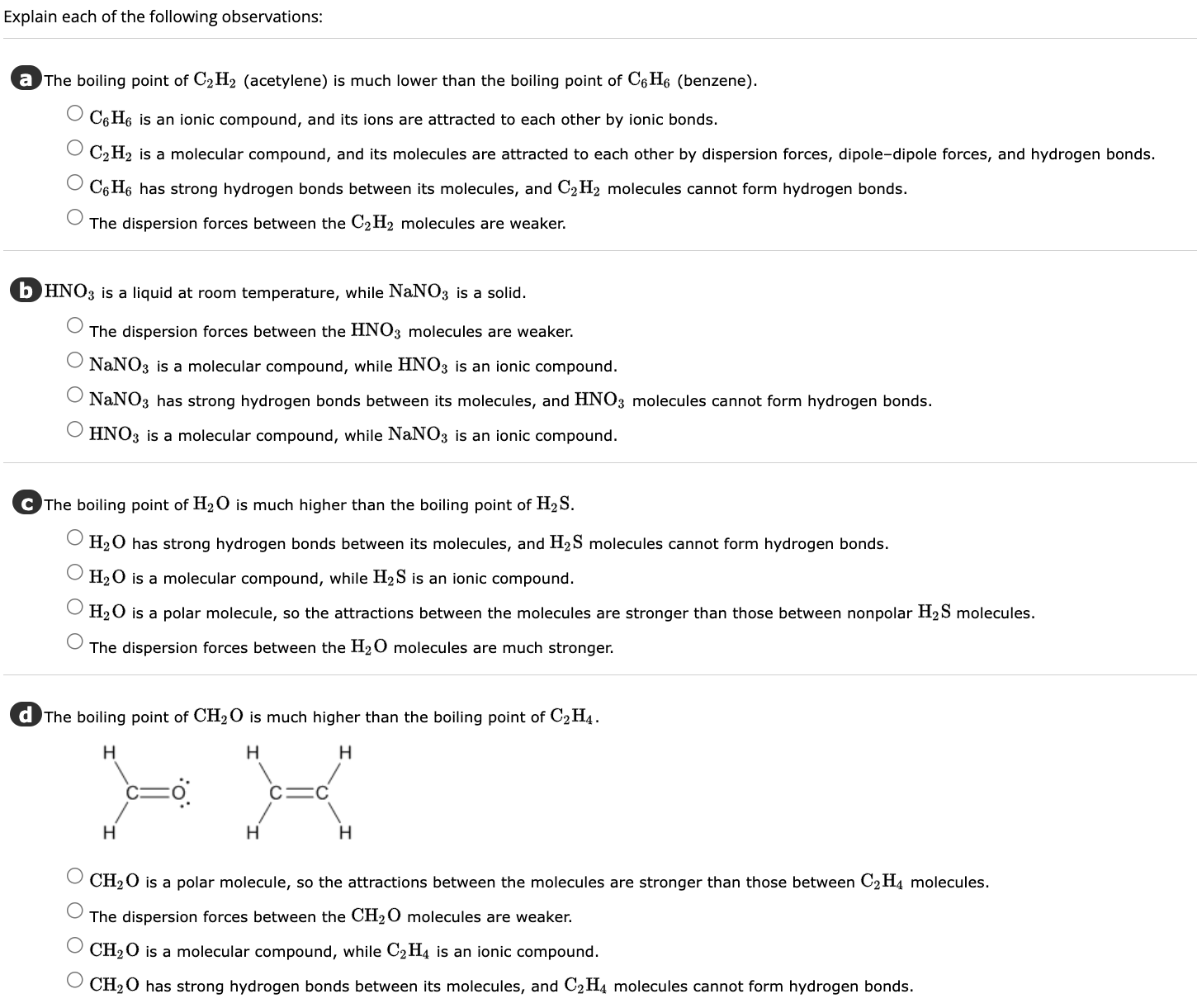 Solved Explain each of the following observations The Chegg