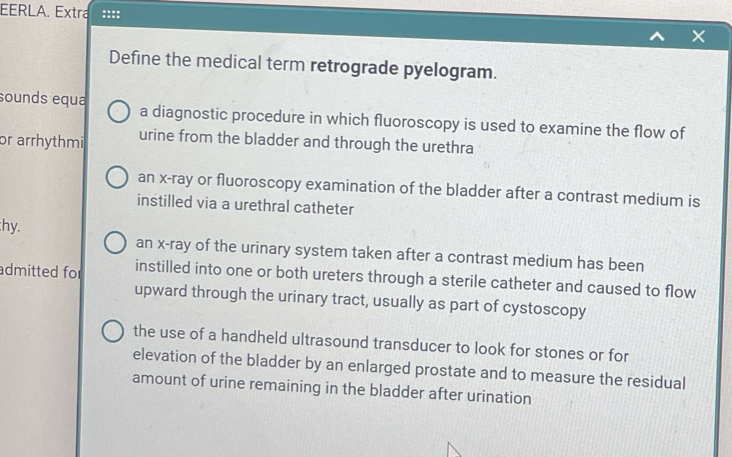 Solved EERLA. ExtroDefine the medical term retrograde | Chegg.com