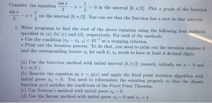 Solved SINT Consider the equation - 2+ = 0 in the interval | Chegg.com