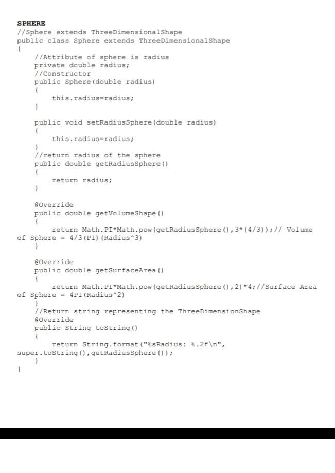 Solved SHAPE //Shape.java //Shape superclass public class | Chegg.com