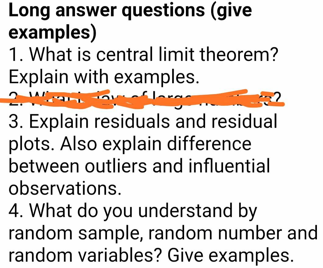 Solved Long answer questions (give examples) 1. What is | Chegg.com