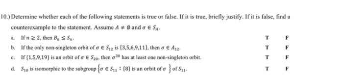 Solved 10.) Determine whether each of the following | Chegg.com