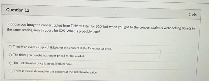 Solved Question 20 3 pts Ticketmaster sells tickets to