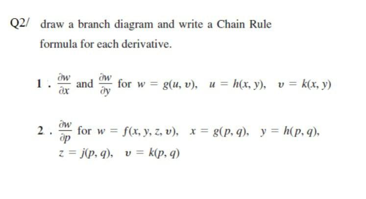 Solved Q2 Draw A Branch Diagram And Write A Chain Rule Chegg Com