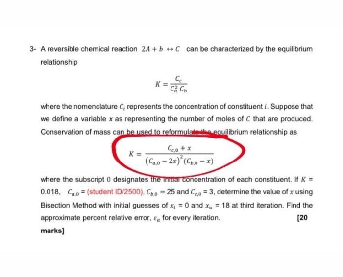 Solved 3- A reversible chemical reaction 2A+ C can be | Chegg.com