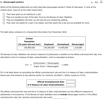 Solved Discouraged Workers Which Of The Following | Chegg.com