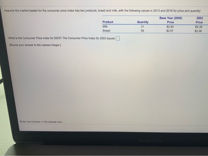 Solved Assume the market basket for the consumer price index Chegg