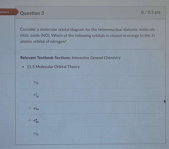 Solved Consider a molecular orbital diagram for the | Chegg.com