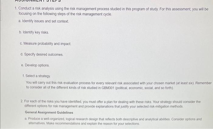 Solved RISK ANALYSIS AND MITIGATION STRATEGIES Assignment | Chegg.com
