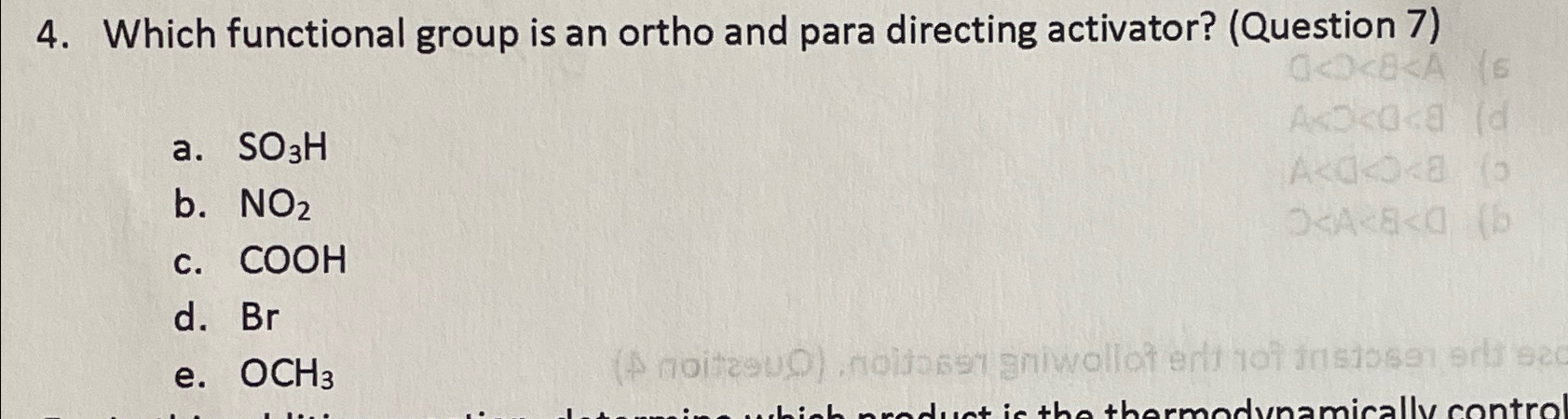 Solved Which Functional Group Is An Ortho And Para Directing | Chegg.com