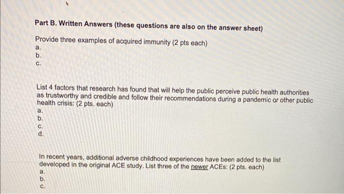 Solved Part B. Written Answers (these questions are also on | Chegg.com