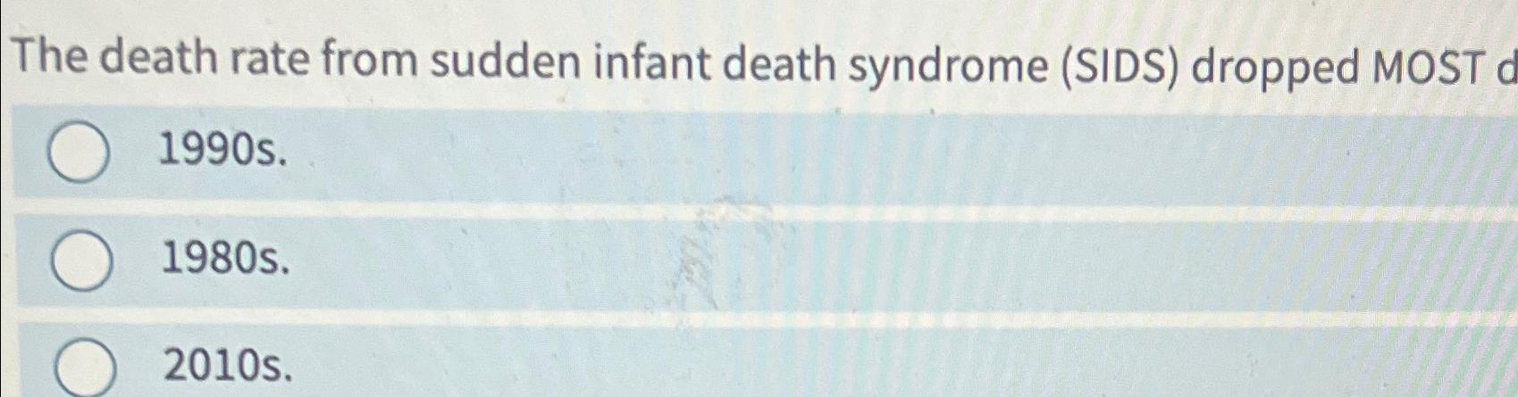 Solved The death rate from sudden infant death syndrome | Chegg.com