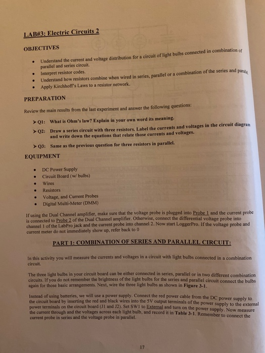 Solved LAB#3: Electric Circuits 2 OBJECTIVES • Understand | Chegg.com